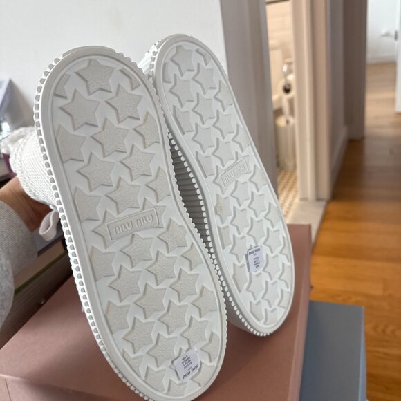 NWT Miu Miu Platform High Top Sneakers White Mesh Lace Up Sz 39 - Picture 8 of 8